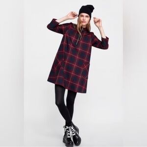 Zara Basic Holiday Red Plaid
Women's Long Sleeve Mini Dress